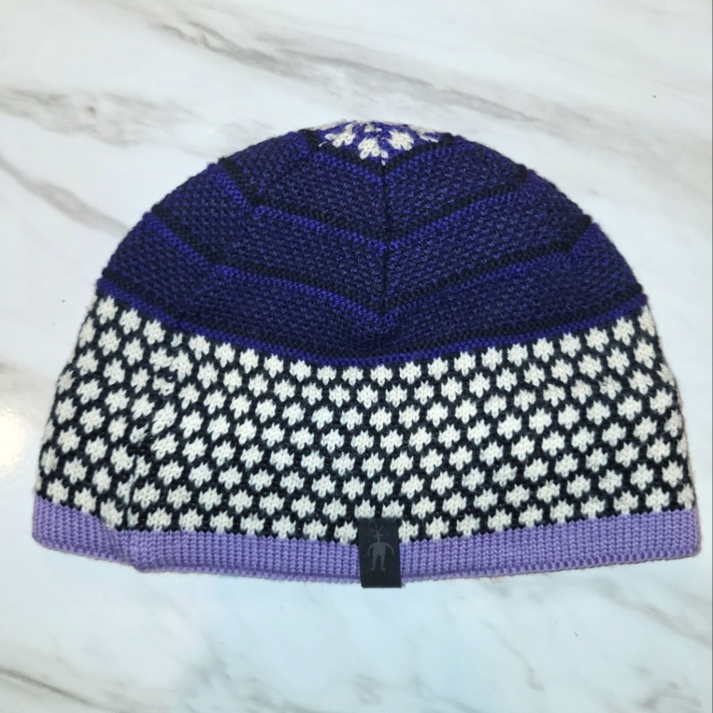 Purple and White Knit Skullie Beanie SmartWool